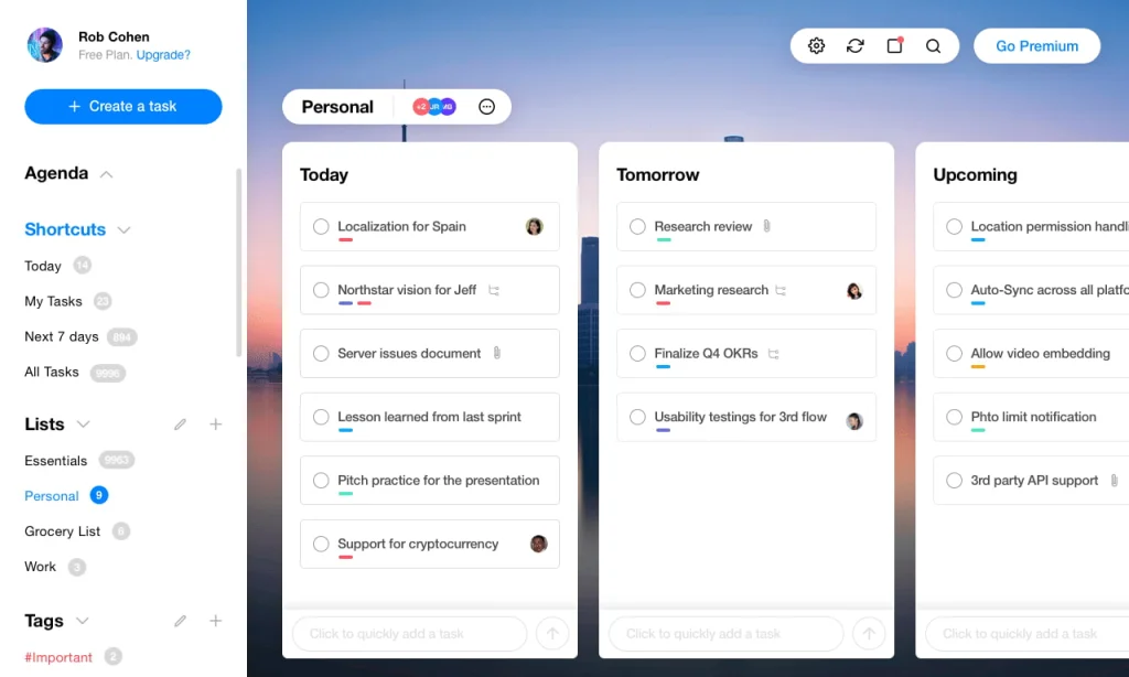 Any.do – app lập kế hoạch với task, lịch làm việc và lời nhắc.