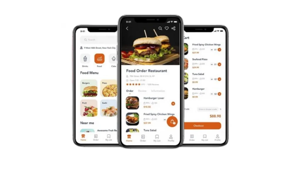 Hình ảnh món ăn sinh động, UI màu sắc tươi sáng