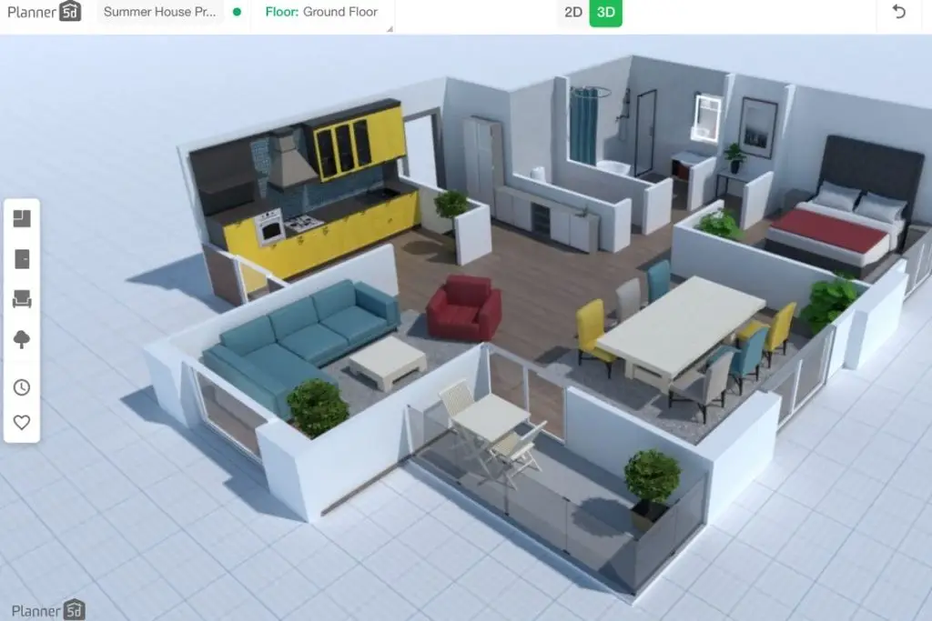 Roomstyler free interior design app simulating a room space in 3D