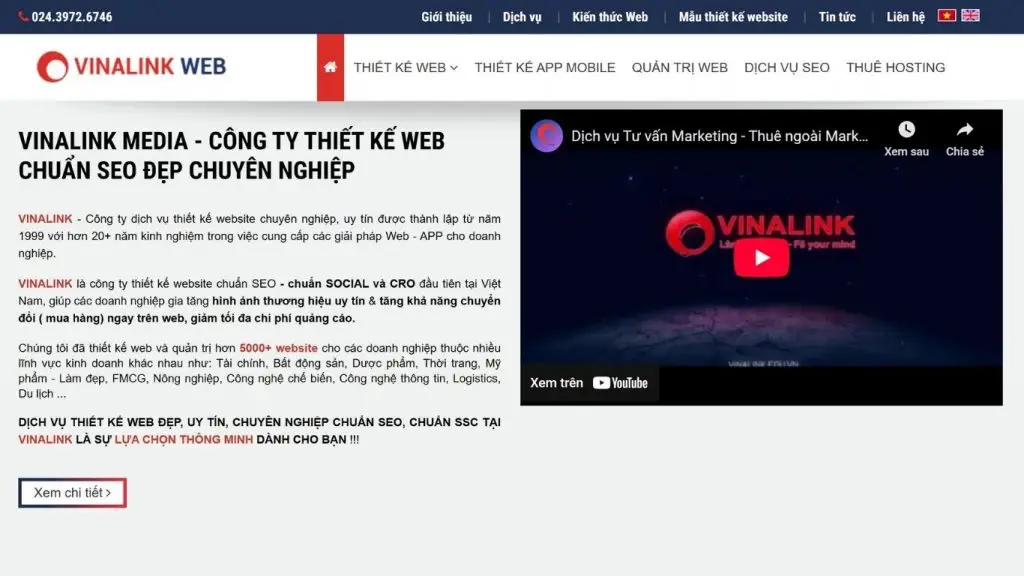 công ty thiết kế web Vinalink