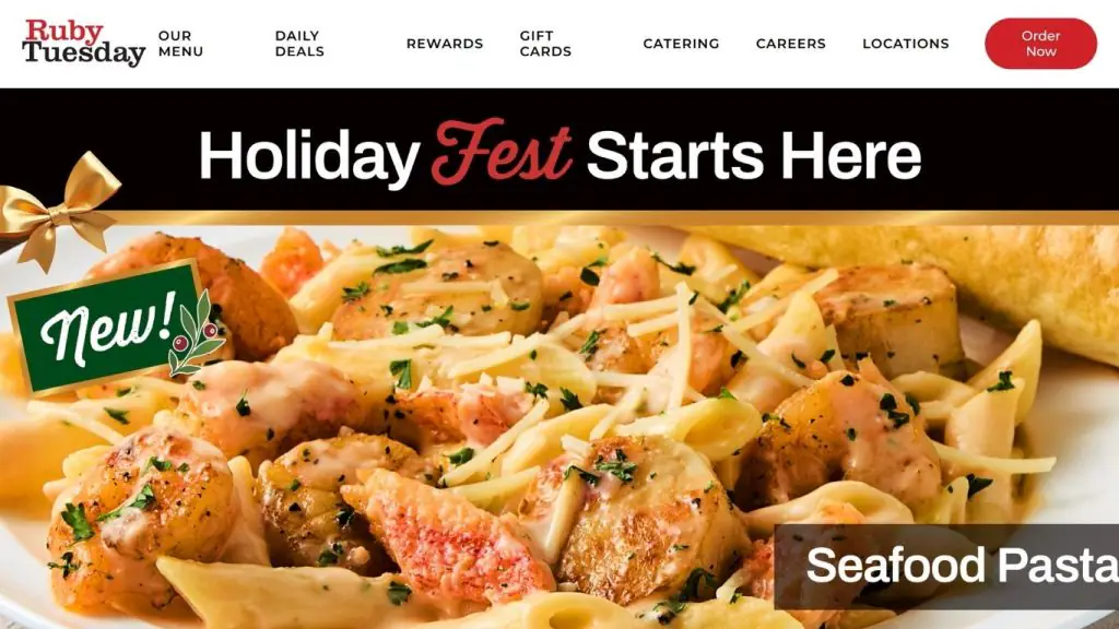 Giao diện website nhà hàng - Ruby Tuesday