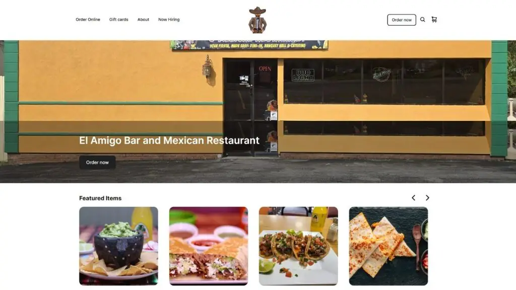 Giao diện thiết kế website nhà hàng - El Amigo Bar and Mexican Restaurant