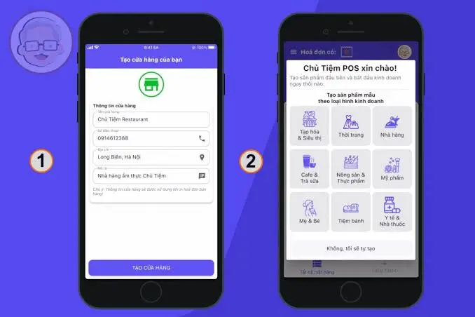 The Chủ Tiệm POS app interface for managing small stores on a phone