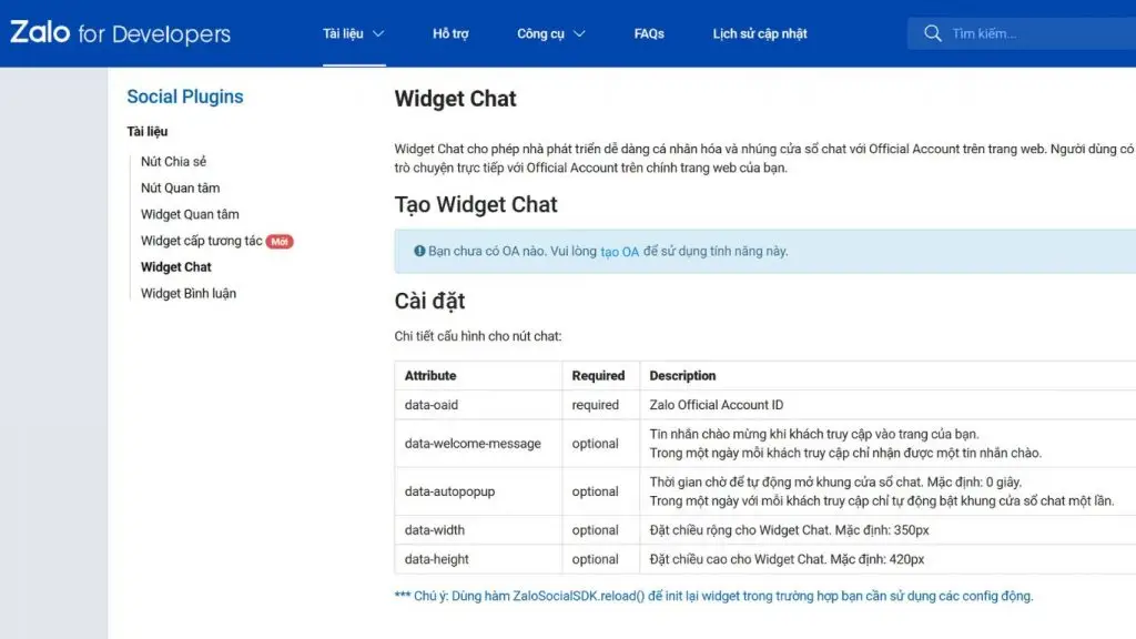 Zalo Chat Widget
