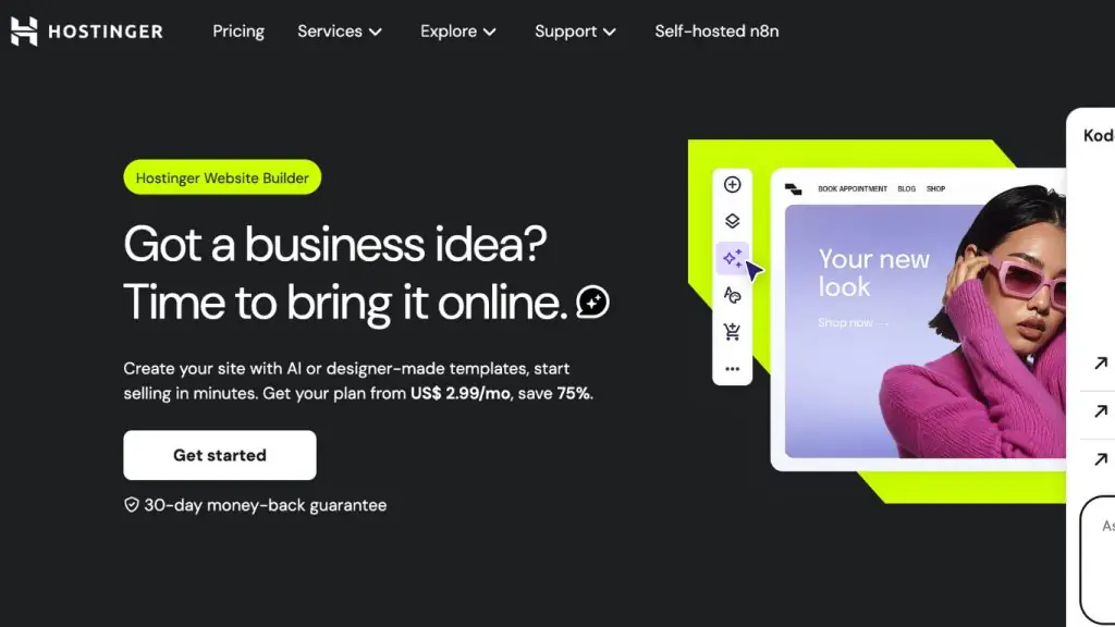 Hostinger Website Builder là công cụ tạo website hiện đại, cho phép người dùng thiết kế và xuất bản website một cách nhanh chóng mà không cần kiến thức lập trình