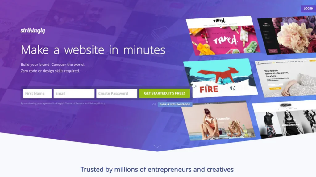 Strikingly phù hợp tạo website one-page, portfolio và landing page