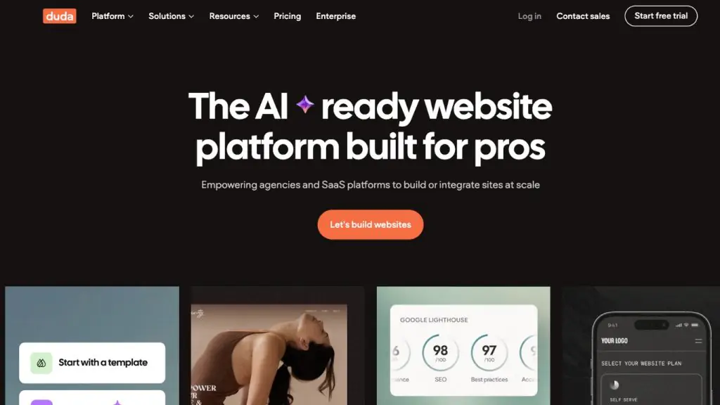 Duda The Professional có nhiều template chuẩn, hiện đại