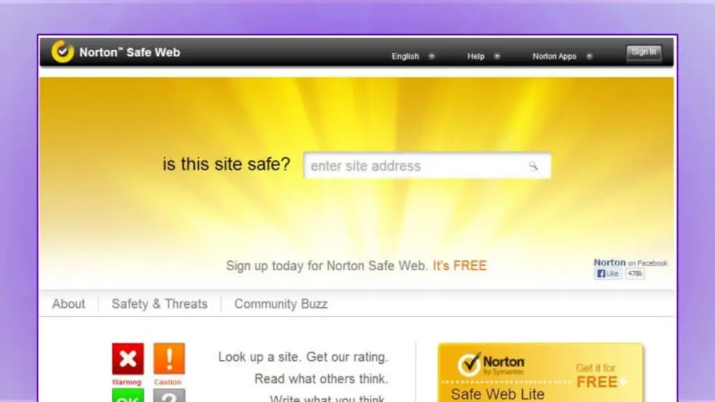 Công cụ Norton Safe Web