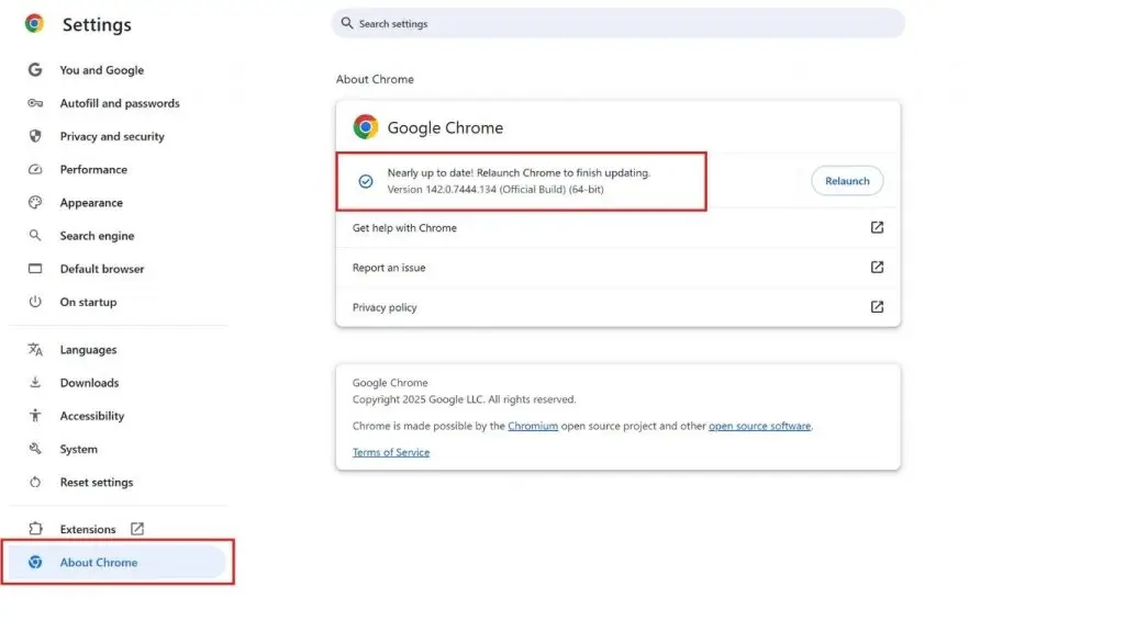 Cập nhật trình duyệt Google Chrome để sửa lỗi web