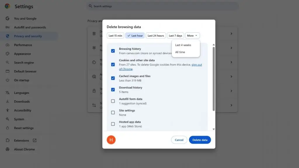Xóa cache và cookie để khắc phục lỗi web và truy cập trang nhanh hơn