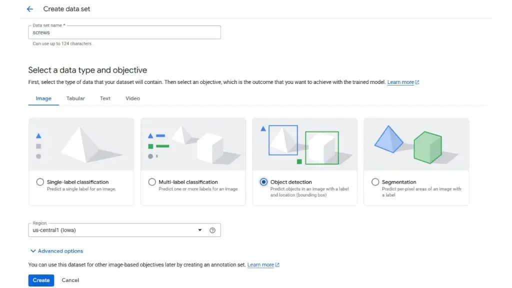 Chọn loại dữ liệu và mục tiêu