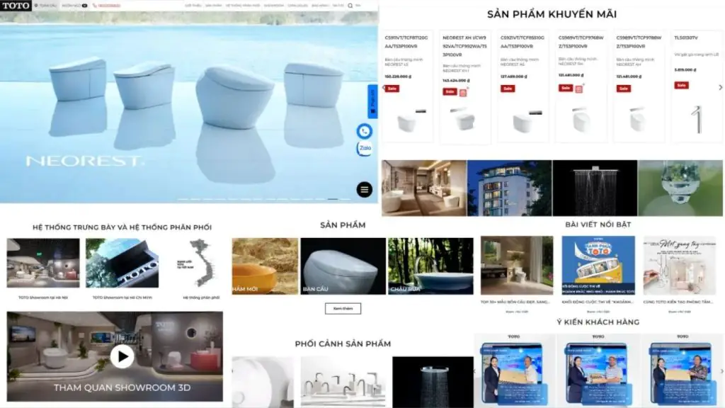 TOTO Vietnam website built by TOT