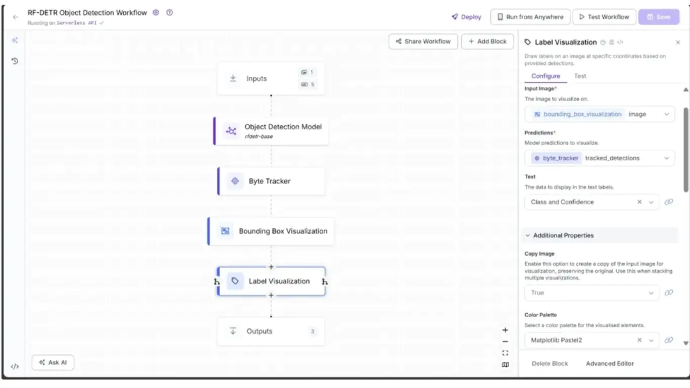 Chọn Label Visualization và thêm vào workflow