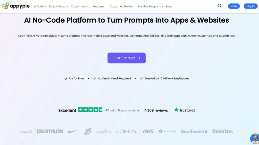 AI thiết kế website AppyPie giúp tạo website và ứng dụng