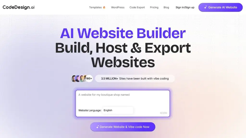 AI thiết kế website Code Design