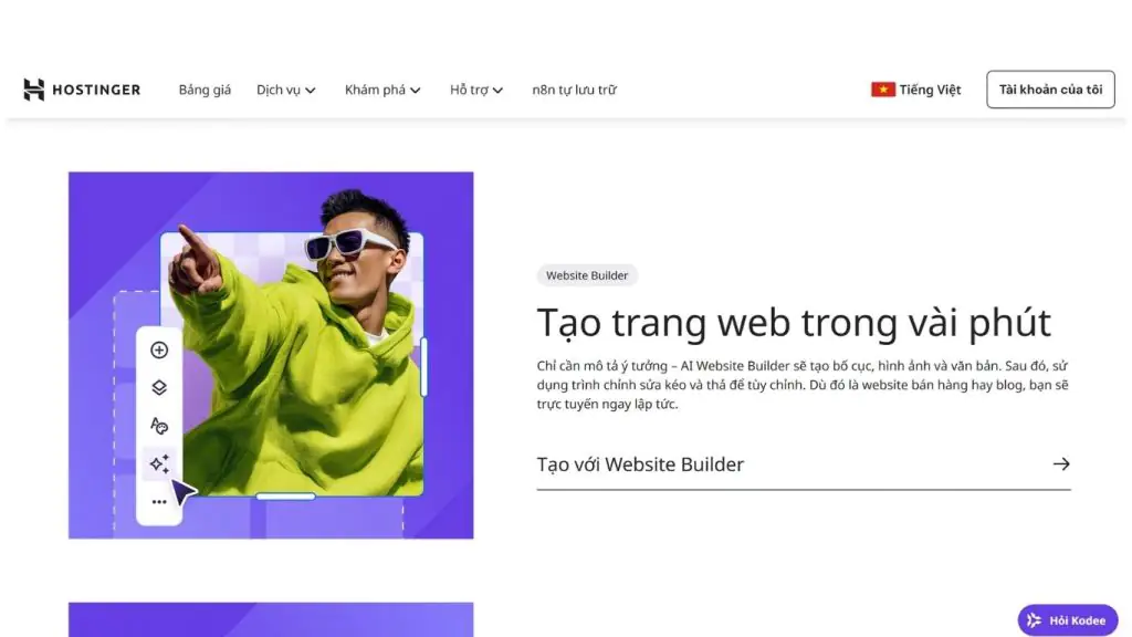Hostinger là nền tảng AI thiết kế website