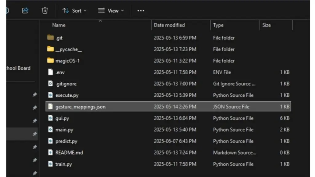 Tạo file gesture_mappings.json. trong thư mục gốc. 