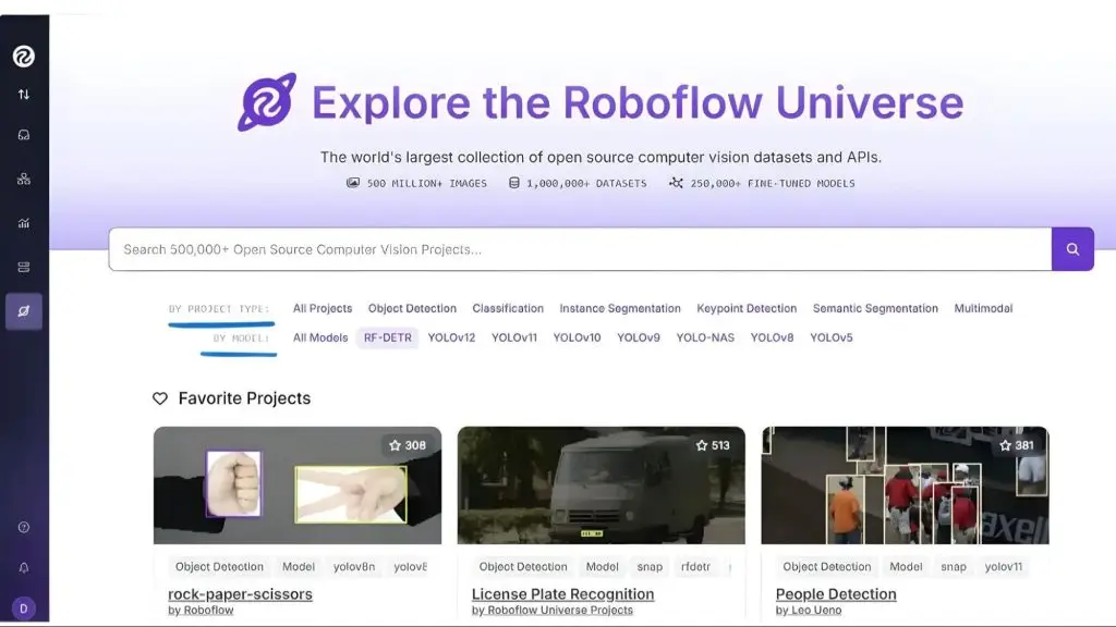 Tìm kiếm mô hình có sẵn trên Roboflow Universe