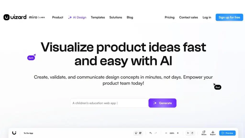 Công cụ Uizard hỗ trợ thiết kế website AI