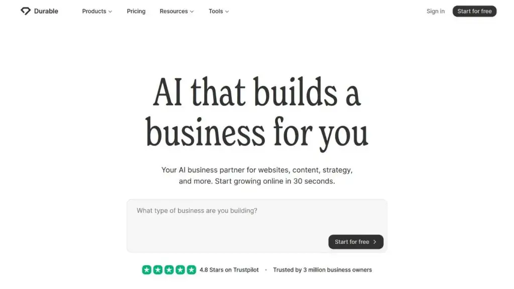 Nền tảng Durable hỗ trợ thiết kế website bằng AI