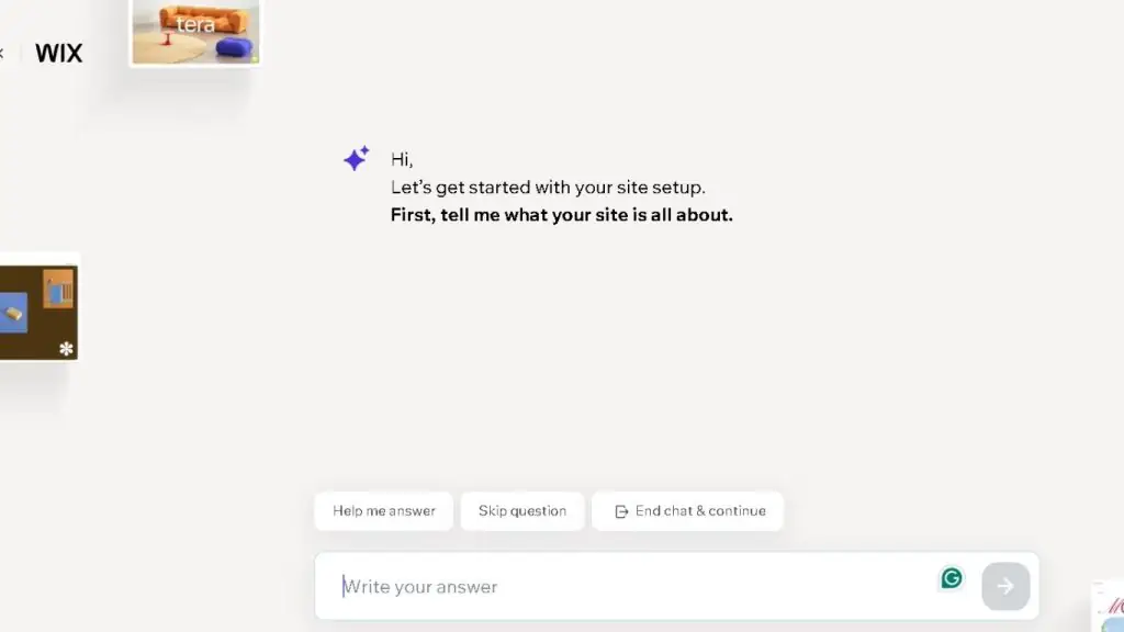 Chatbot Wix ADI đặt câu hỏi