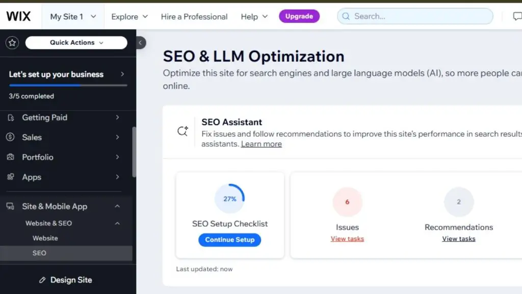 Chỉnh sửa SEO trong Wix ADI