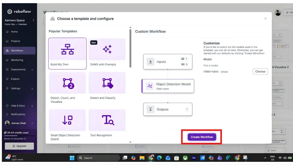 tạo một workflow mới