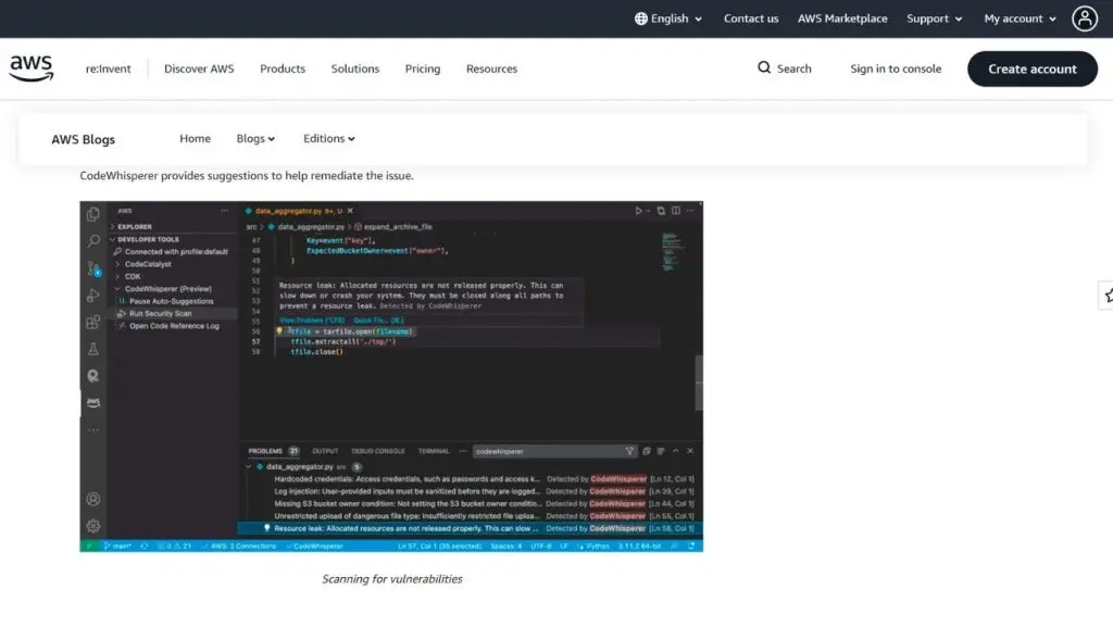 Amazon CodeWhisperer là AI viết code cho AWS