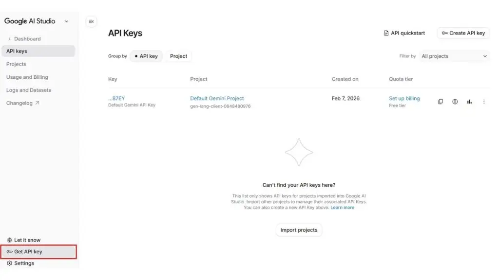 tạo API Key Google AI Studio