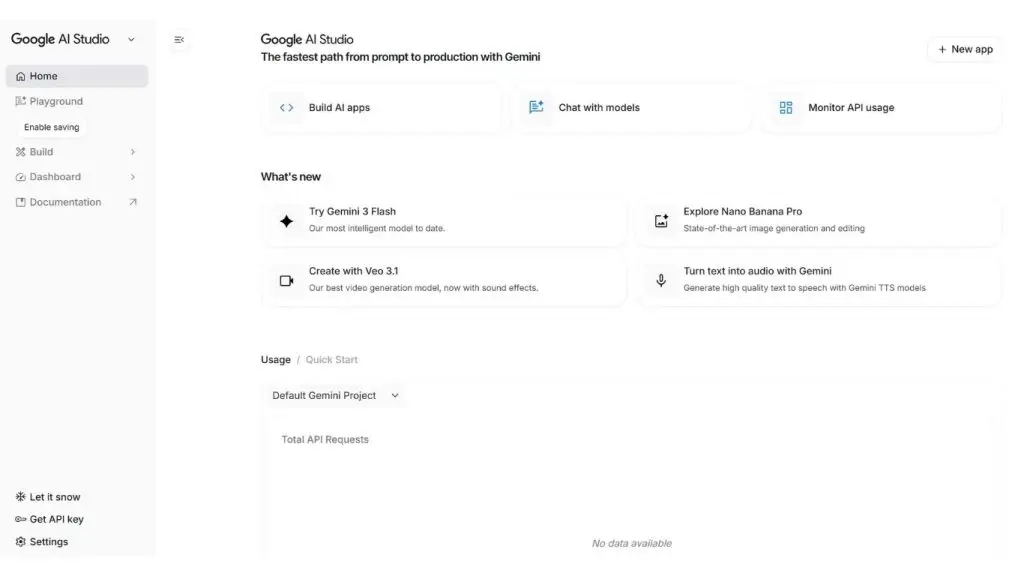 giao diện Google AI Studio