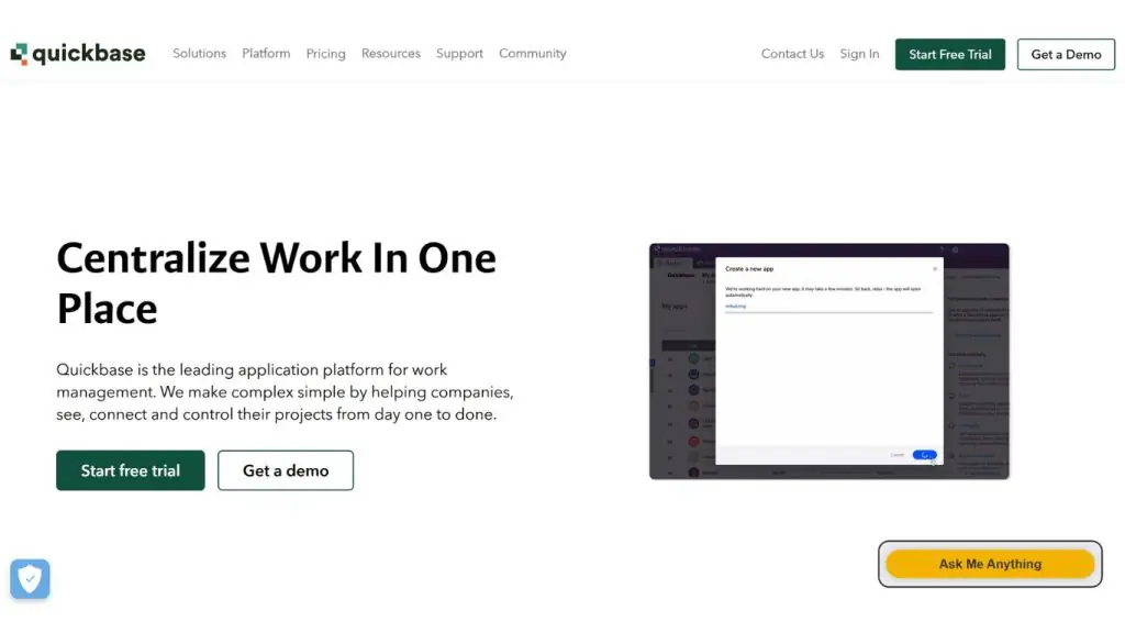 Quick Base low-code platform