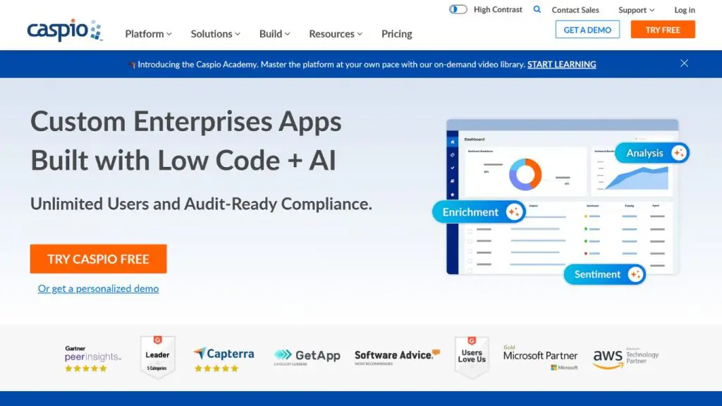 Caspio low-code platform