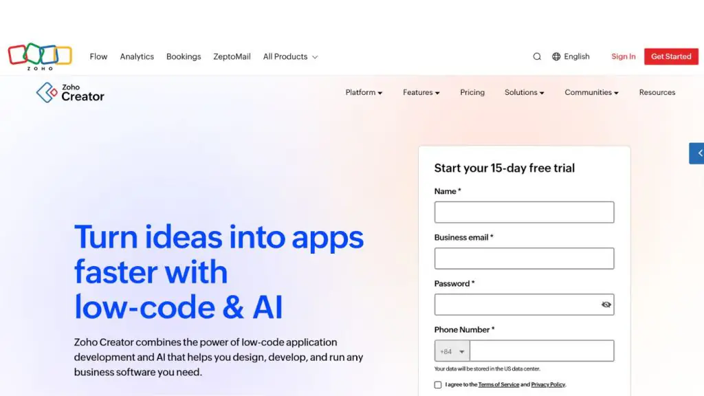 Nền tảng low-code Zoho Creator