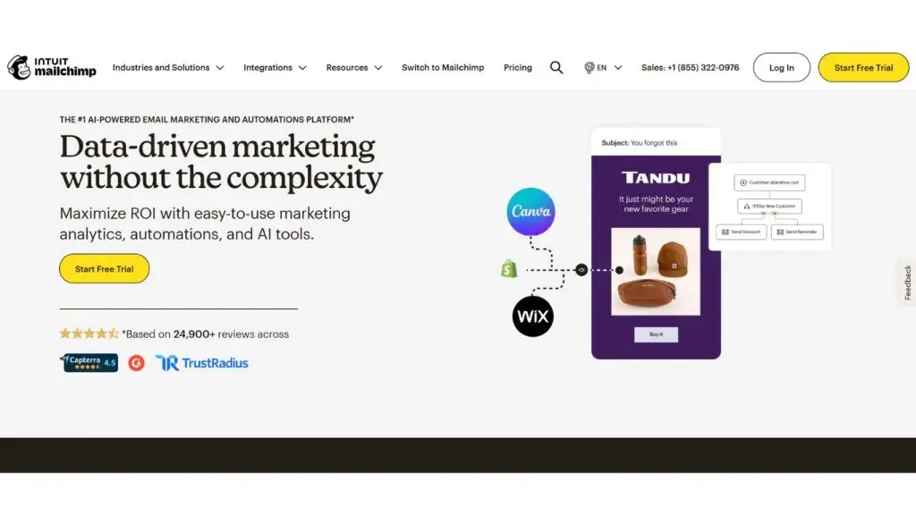 MailChimp AI email marketing bán hàng