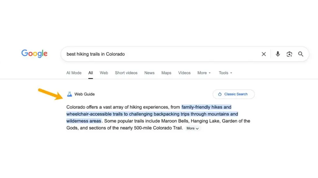 Google Web Guide AI SERP