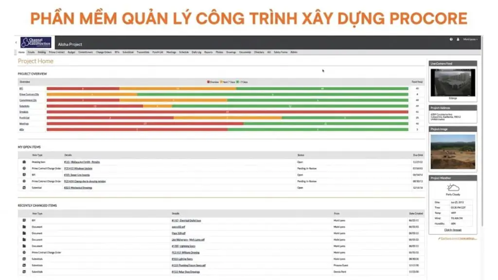 Phần mềm quản lý xây dựng Procore