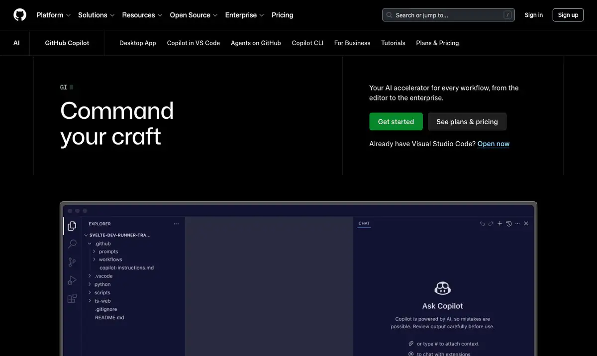 GitHub Copilot AI coding assistant interface