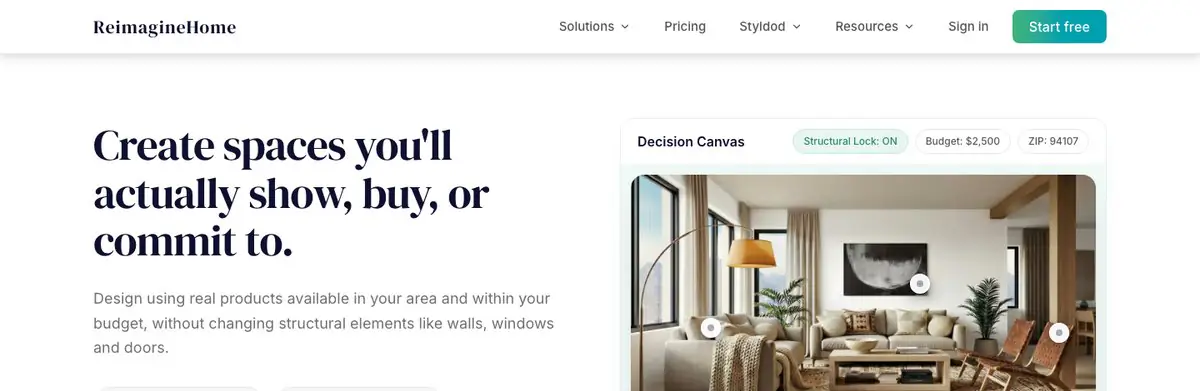REimagine Home AI space refresh interface