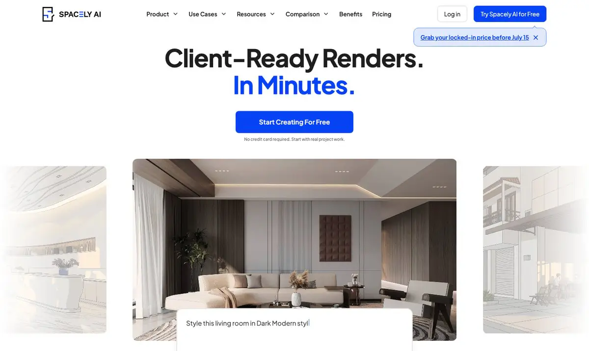 Spacely AI interior rendering for professionals