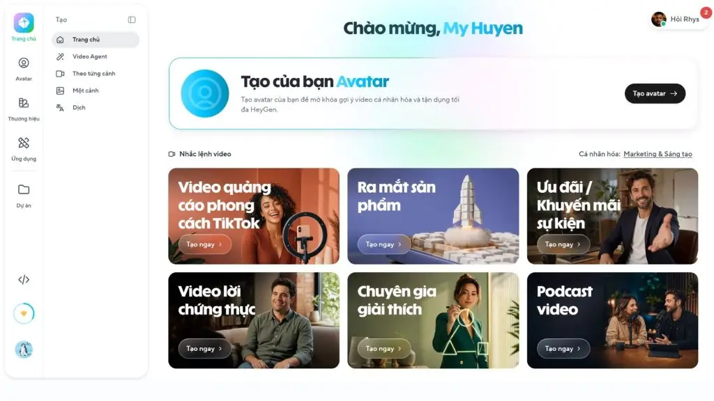 HeyGen tạo video AI từ kịch bản