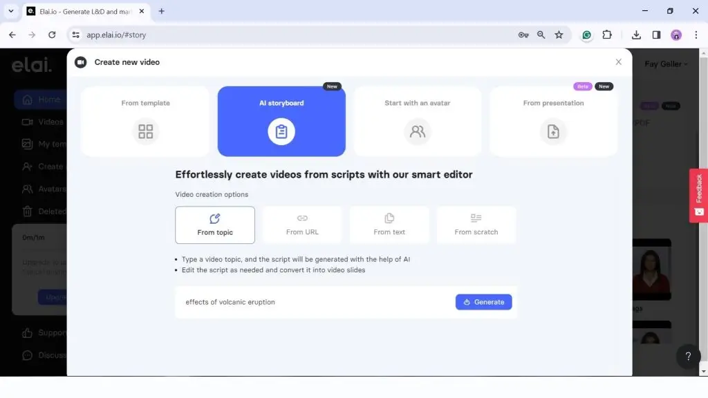 Elai.io tạo video AI từ kịch bản