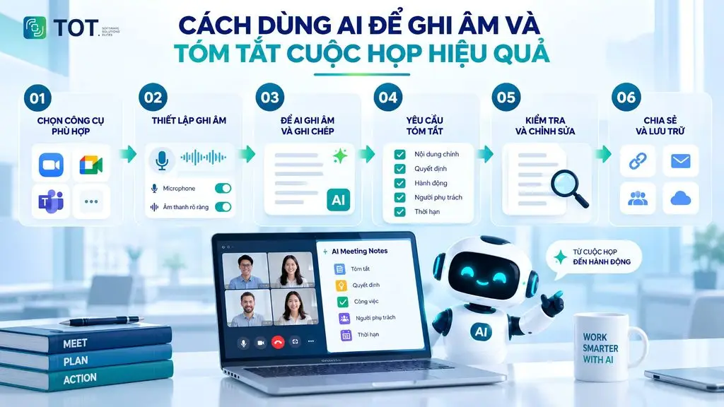 cách sử dụng AI ghi âm cuộc họp thành văn bản