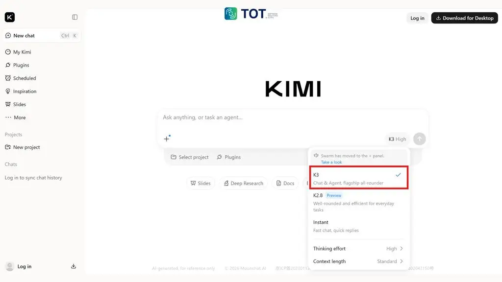 signing in to Kimi AI