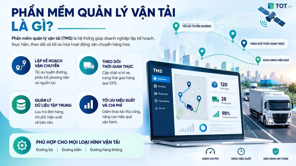 Phần mềm quản lý vận tải kết nối xe tài xế đơn hàng và tuyến đường