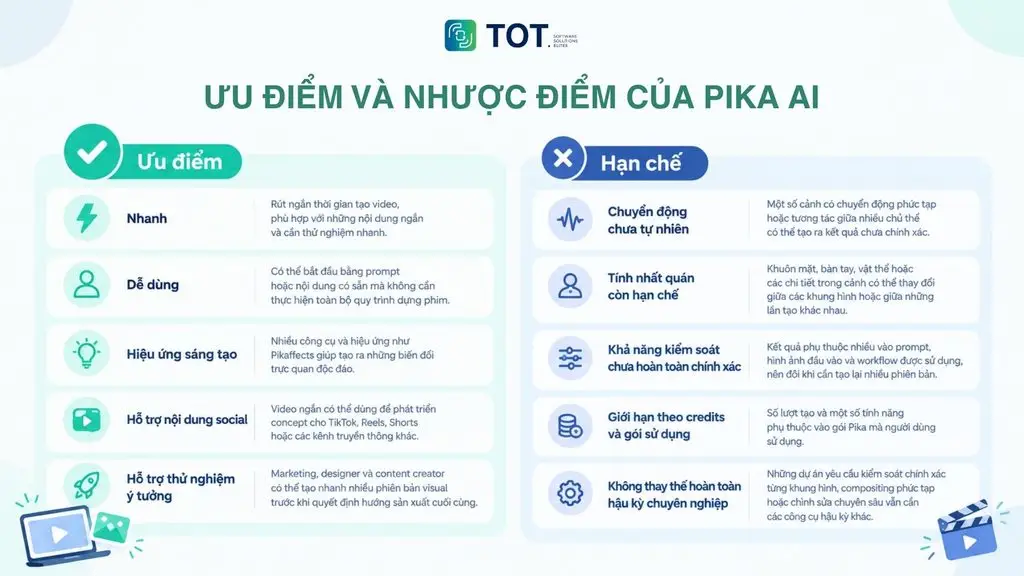 Ưu và nhược điểm của Pika AI khi tạo video bằng AI
