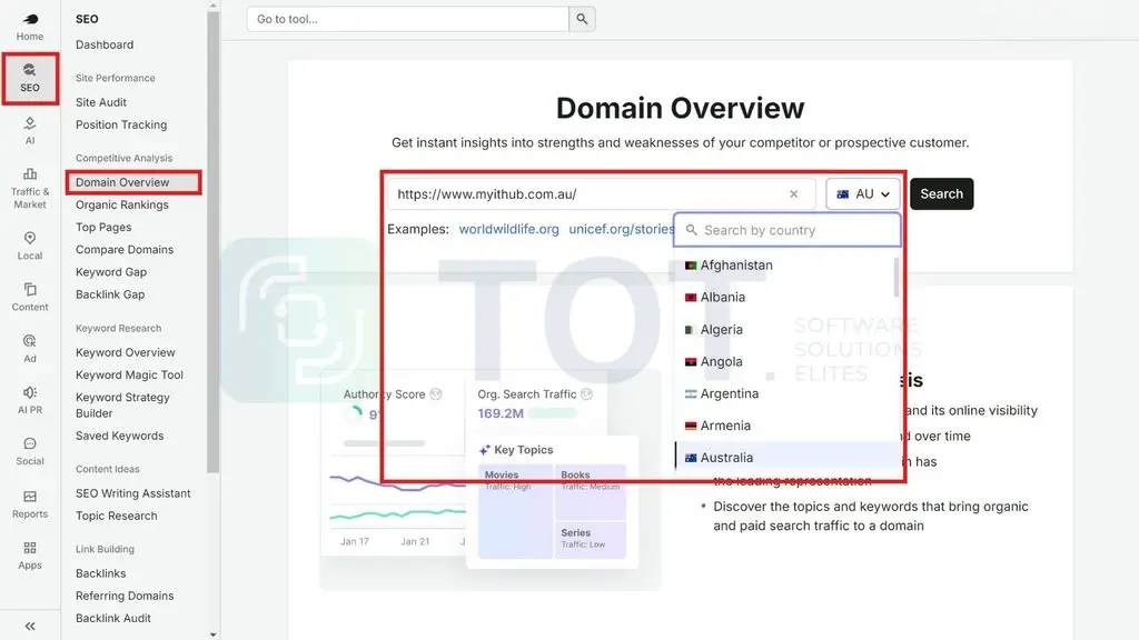 kiểm tra traffic đối thủ bằng semrush