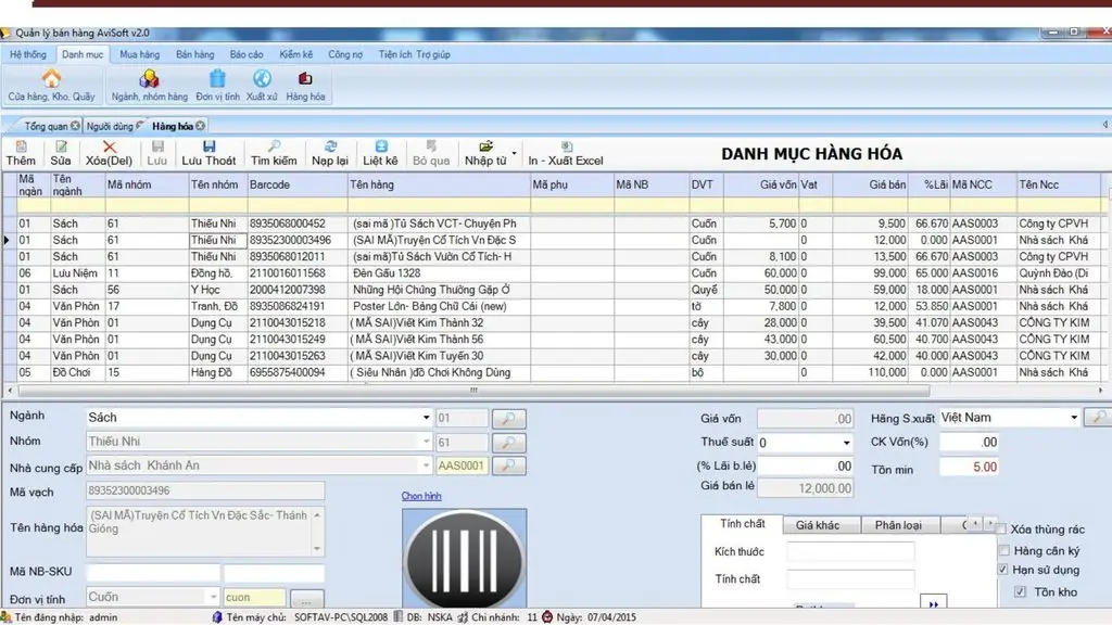 AnVietSoft phần mềm quản lý bán hàng tại cửa hàng
